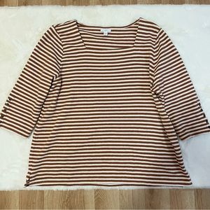 J. Jill Square Neck Knit Striped Top Size XL 3/4 Sleeve Buttons
